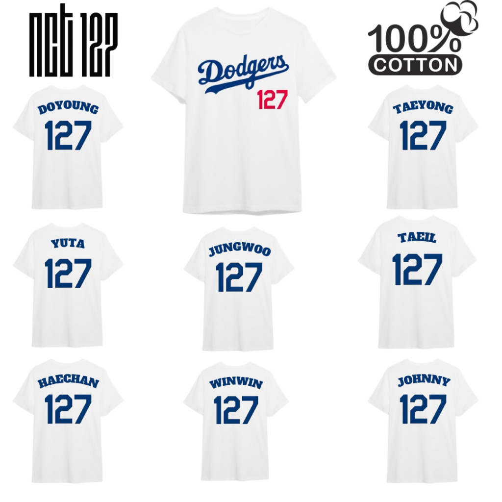 Kaos baseball dodger nct 127 baju atasan kpop tshirt oblong katun t-shirt Taeyong Taeil Johnny Yuta 
