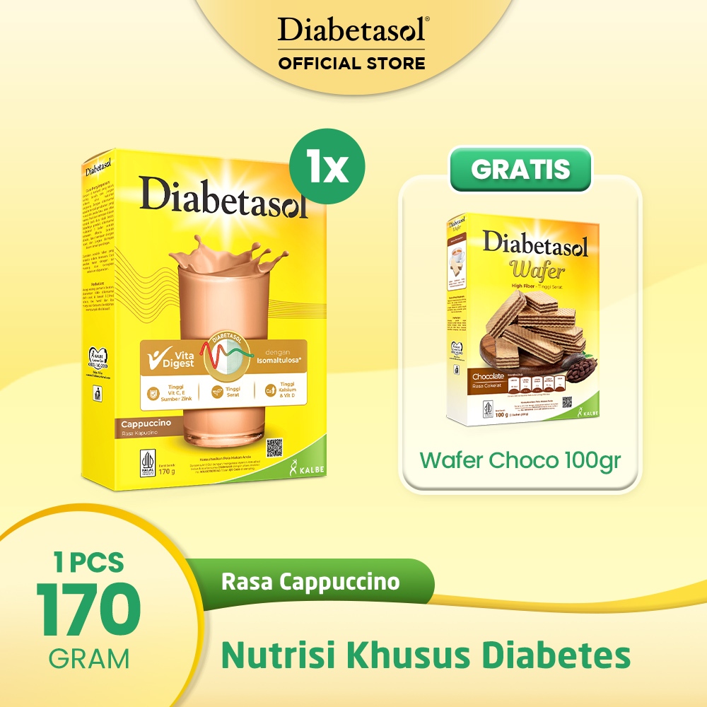 

BUY 1 Diabetasol Cappucino 170g free Diabetasol Wafer 2x50g