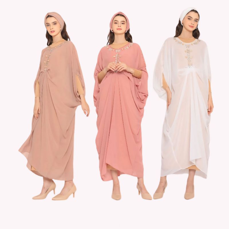 Kaftan Raisa Jumbo Baju Lebaran  Wanita Gamis Kondangan Payet mewah