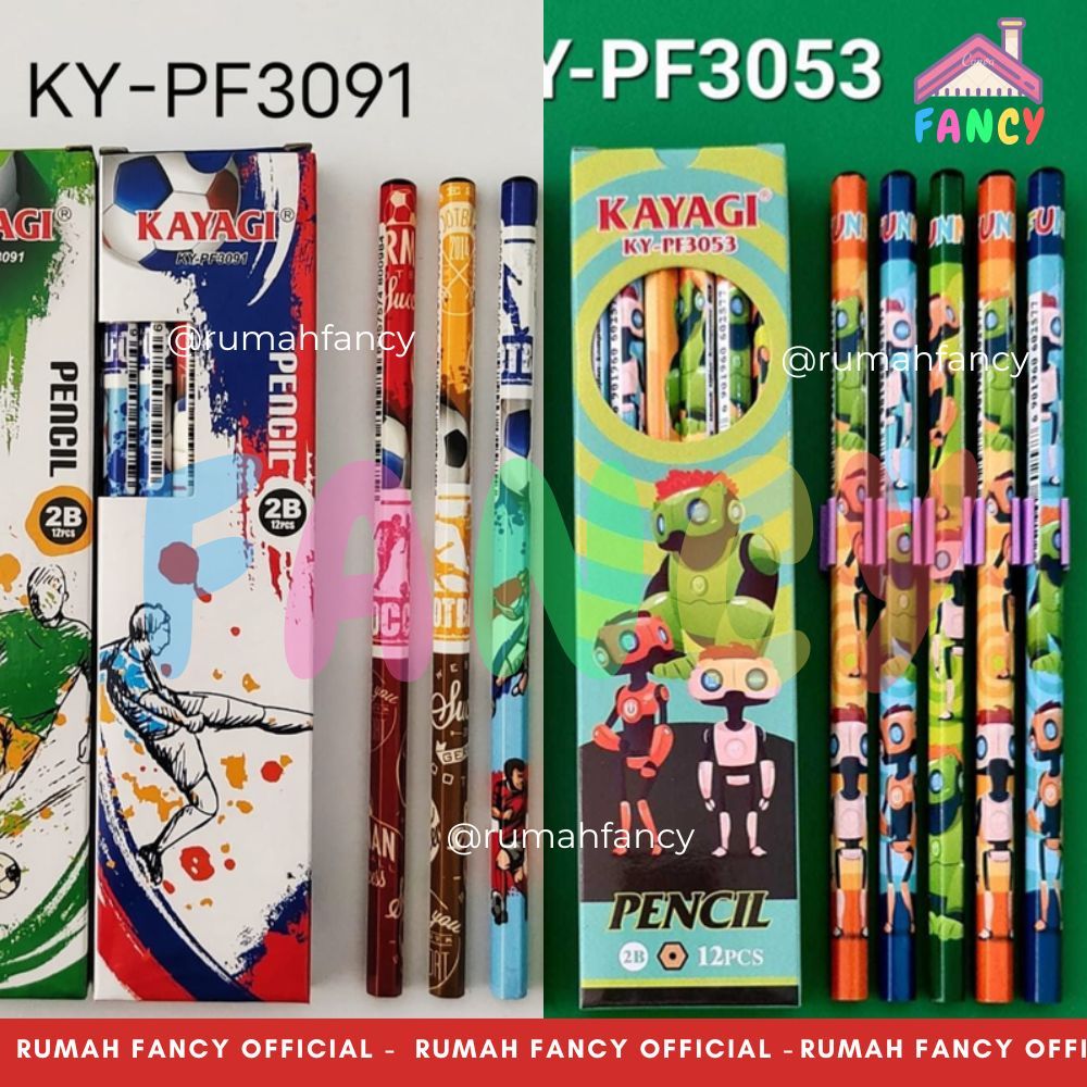 

[1 LUSIN] isi 12 PCS Pensil Kayu 2B KAYAGI / XDATA Aneka Motif Gambar Sport / Animal / Sea Life / Jungle Premium
