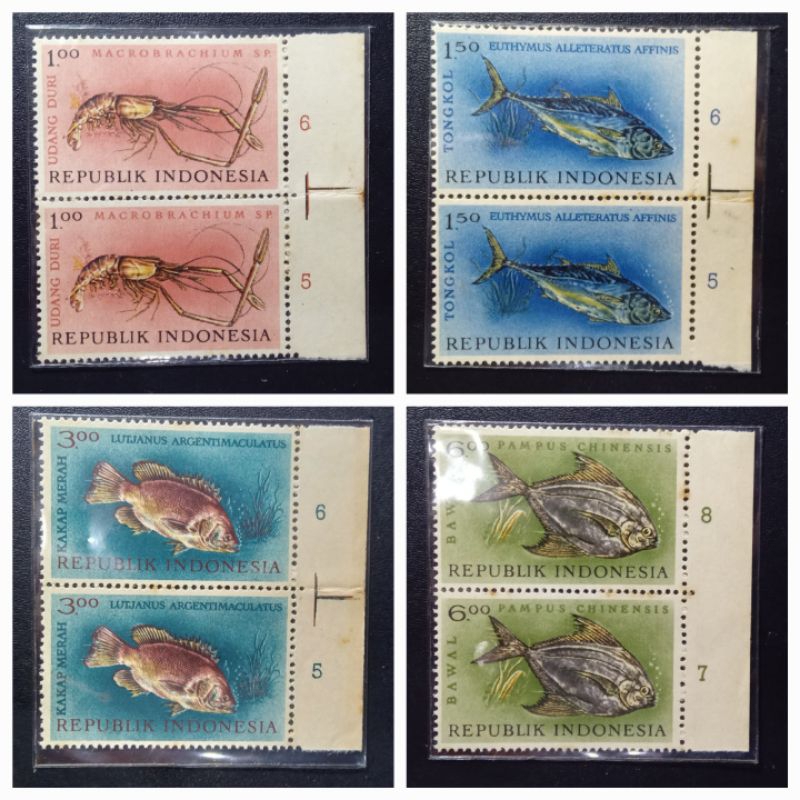 

prangko indonesia seri ikan kondisi min x2lembar