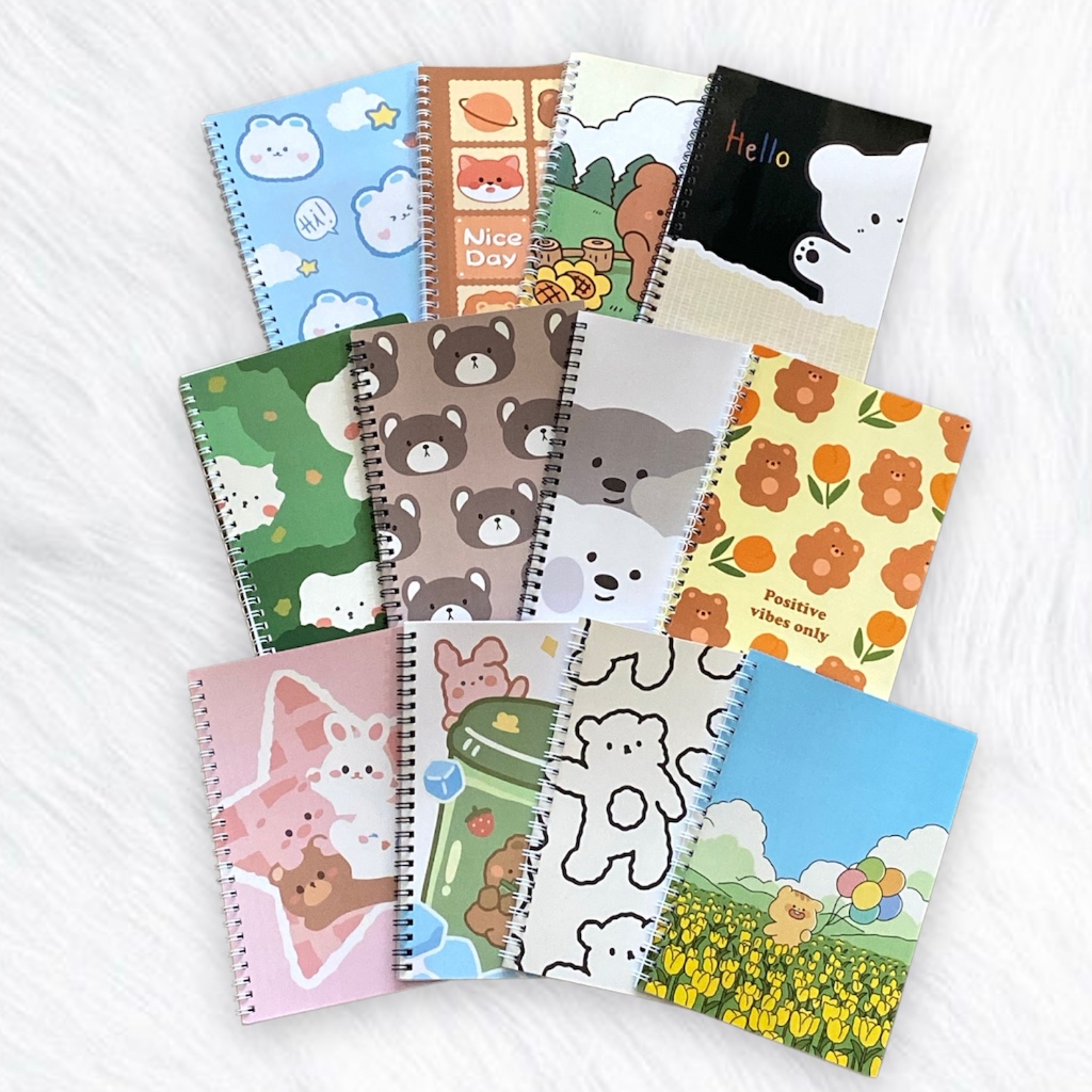 

NoteBook Spiral A5 aesthetic Korea Cute Bears Beruang Lucu / Buku Catatan Sekolah Aestehtic Korea Premium Murah