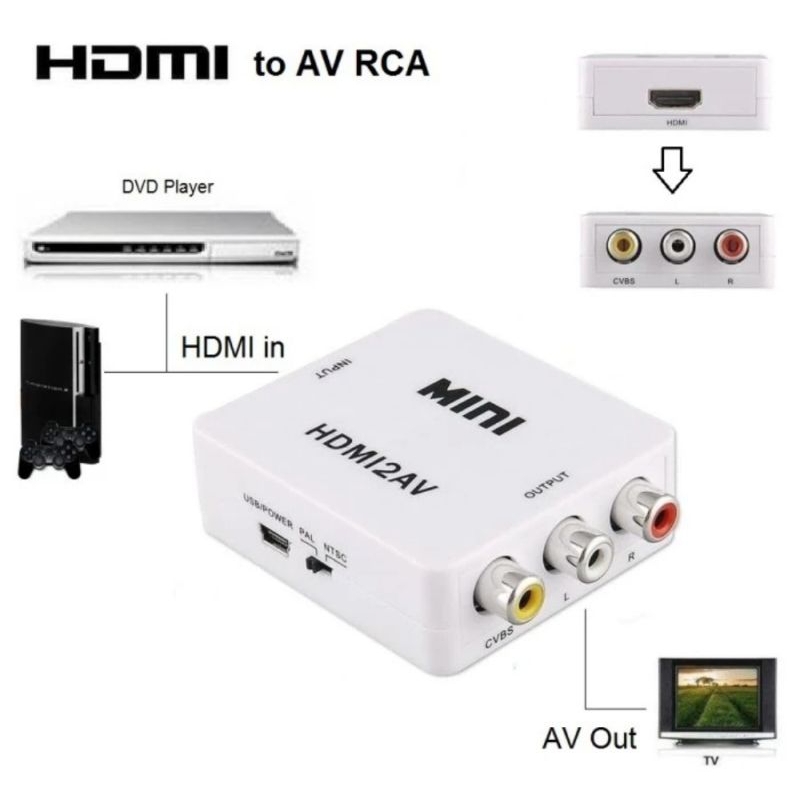 CONVERTER HDMI TO RCA AV RCA HDMI INPUT RCA OUTPUT