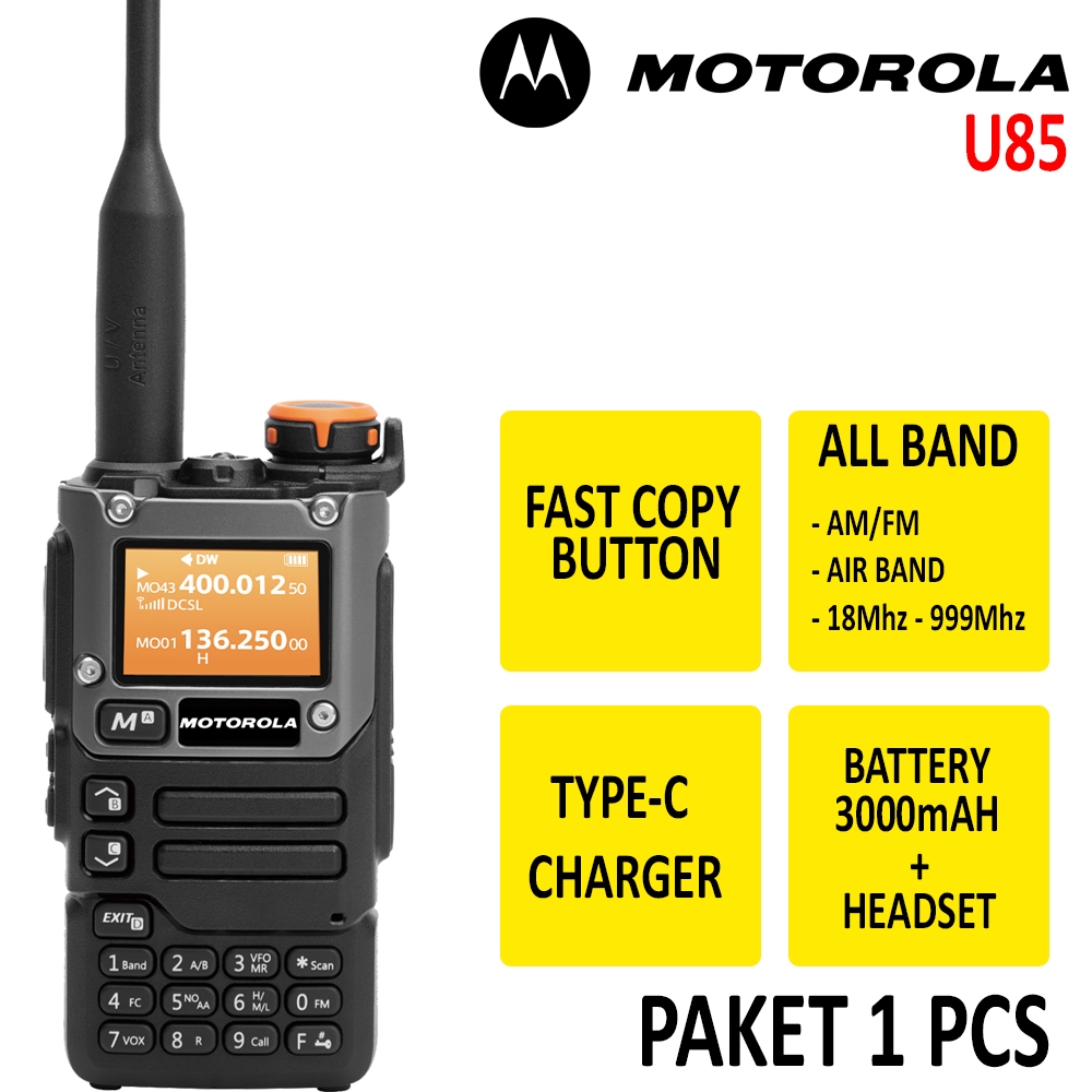 Motorola U85 HT Handy Talky Walkie Talkie All Band Hitam Dapat Terkoneksi 888S CP210