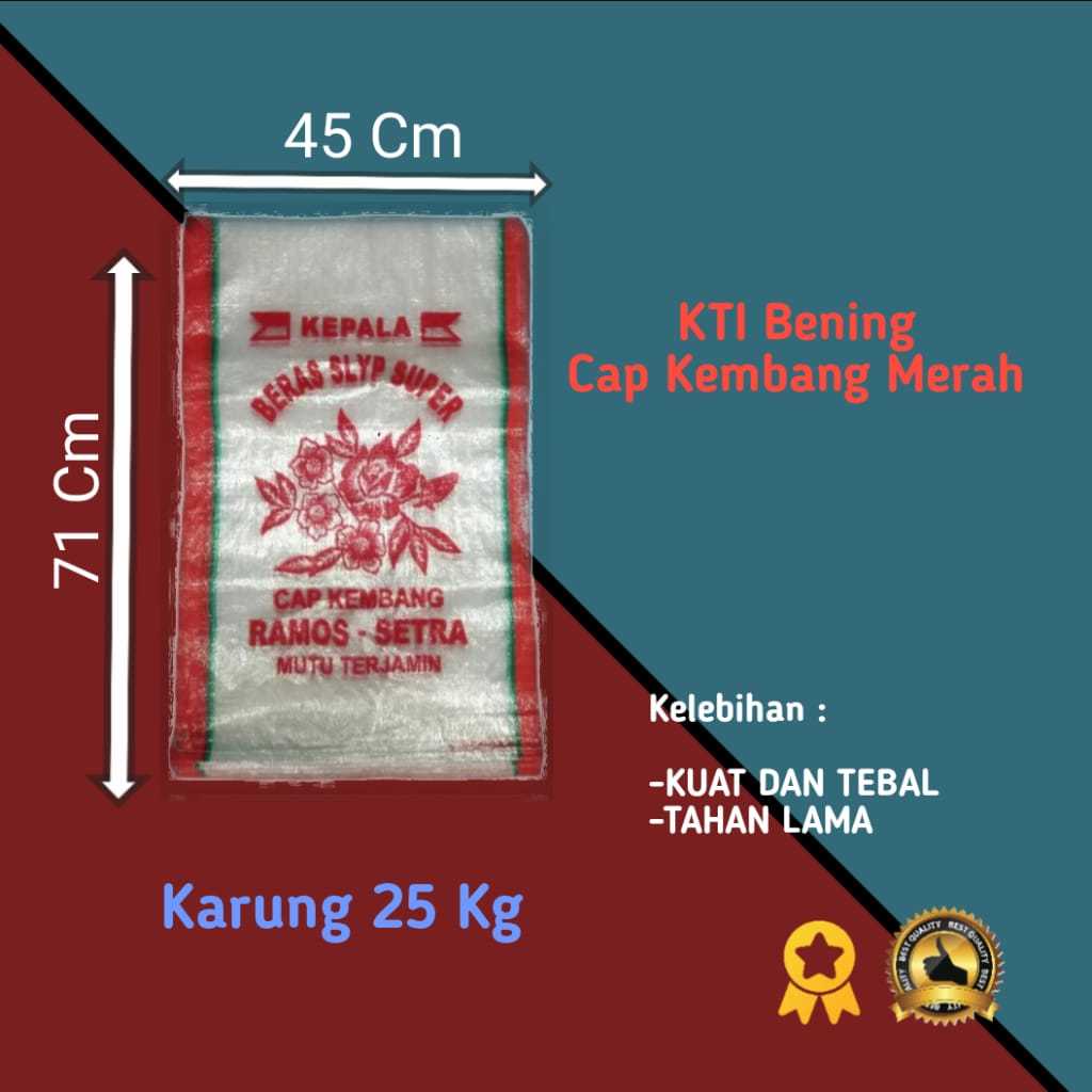 Karung Beras 25 kg KTI Bening Cap kembang /per 50 lembar