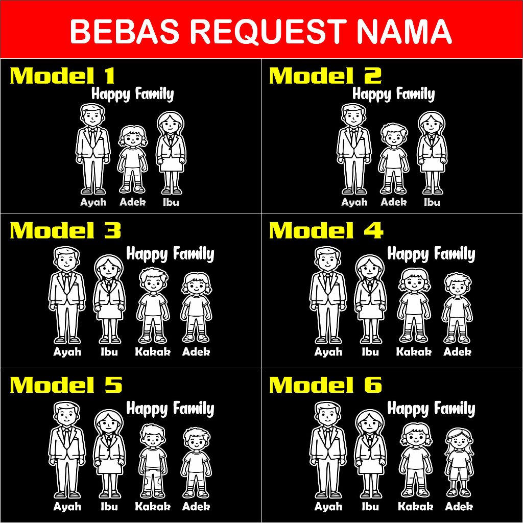 STICKER HAPPY FAMILY, STICKER FAMILY, STICKER MOBIL FAMILY