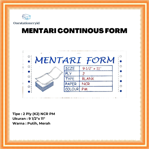 

Kertas Continuous / Continous Form 2 Ply , 2 Rangkap K2 NCR Putih Merah 9 1/2 x 11