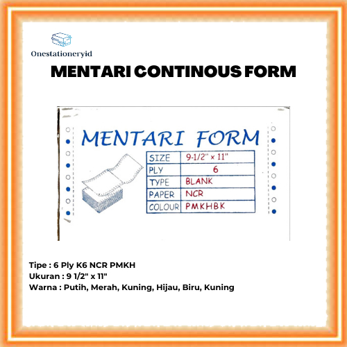 

Kertas Continuous / Continous Form 6 Ply, 6 Rangkap K6 NCR Putih Merah Kuning Hijau Biru Kuning 9 1/2" x 11