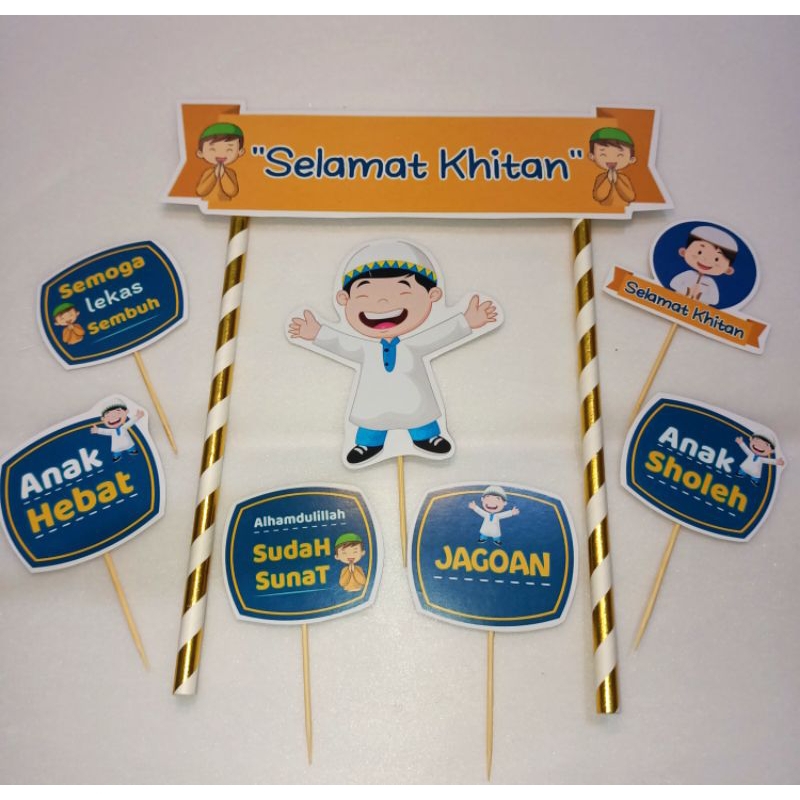 Topper cake Khitanan,/selamat khitan,/hiasan kue untuk khitan