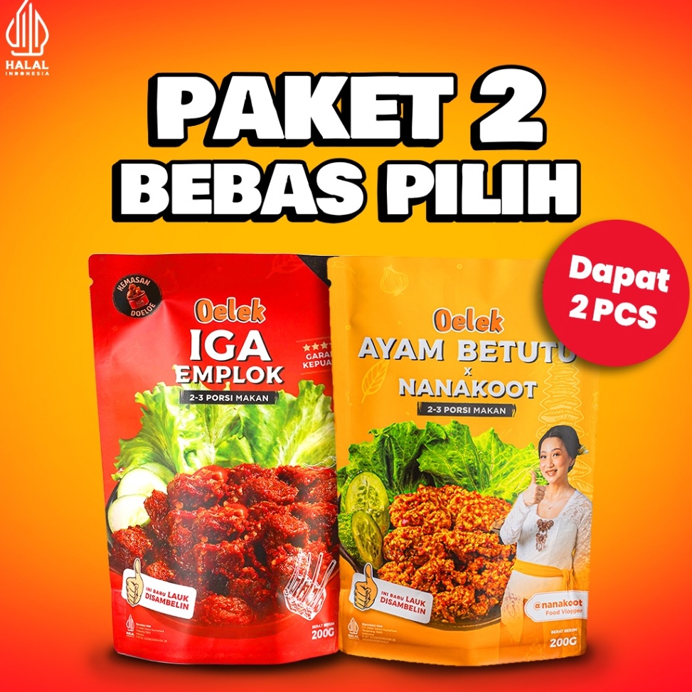 

Serbuu Oelek Paket 2 Bebas Pilih Iga Emplok Cakalang Balado Cumi Cabe Ijo Ayam Kecombrang Lauk Siap Saji