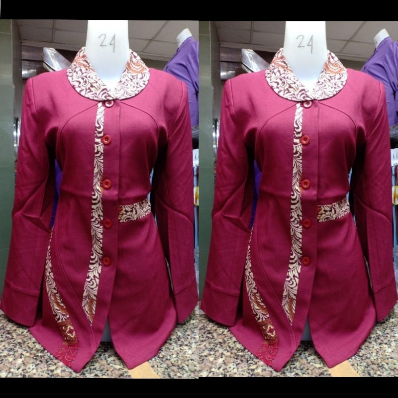 Blazer List Batik banyak warna, Seragam Kerja, Seragam kantor, Jas wanita