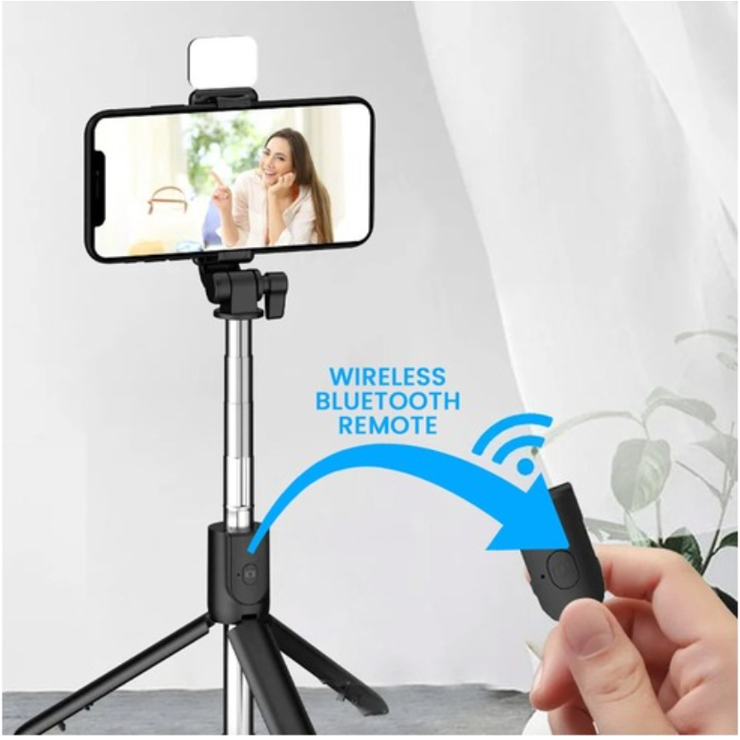 Tongsis Selfie tripod 4in1 bluetooth + LED / Tongsis LED + Remote bluetooth / Tongsis remote + LED