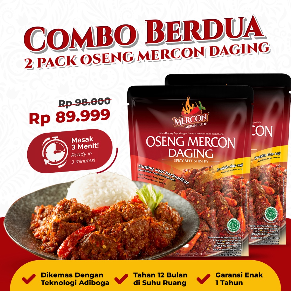 

Barang baru Mercon Merah Putih Hemat Combo Berdua 2 x Oseng Mercon Daging