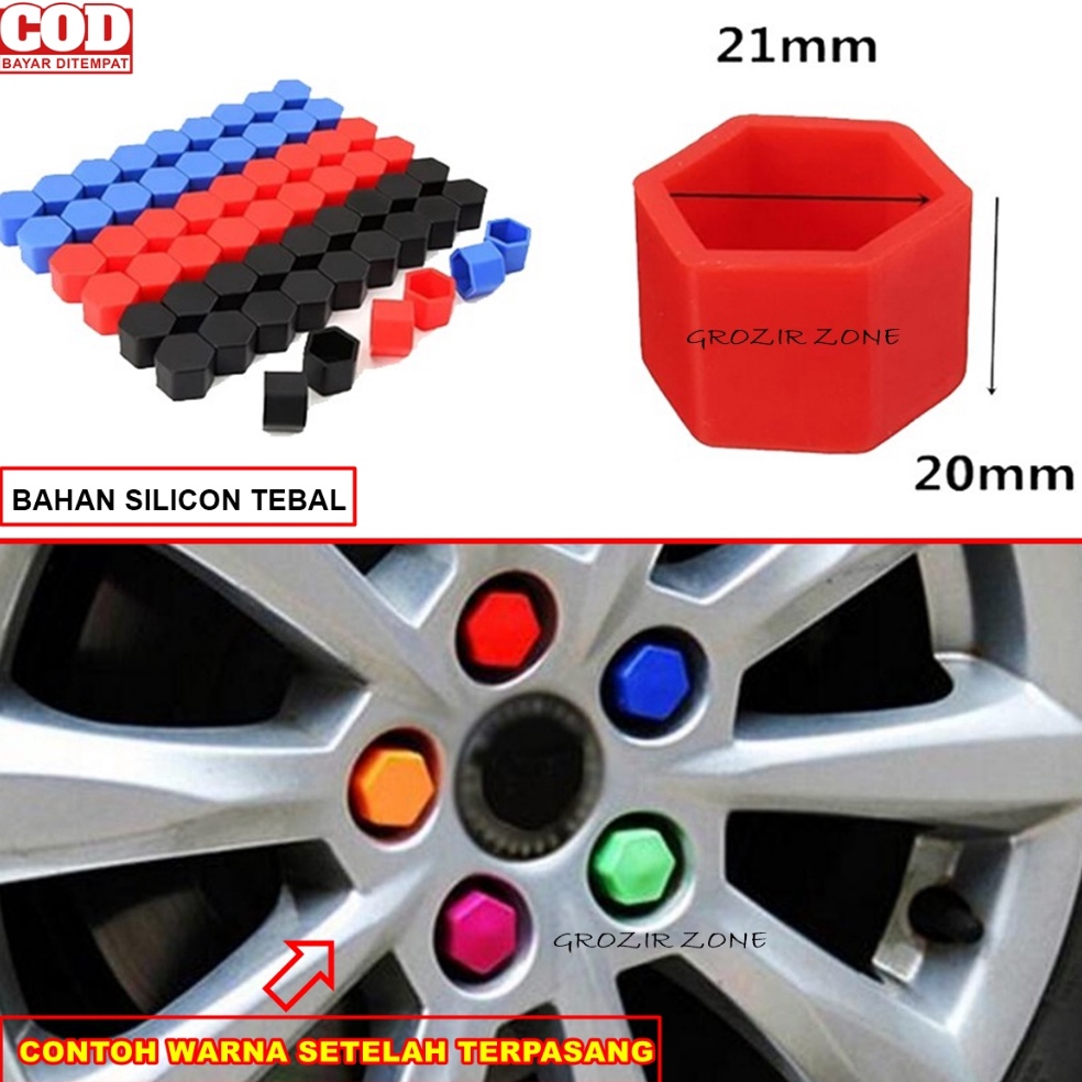 KODE T87G Tutup Baut Ban Mobil Variasi Ukuran 19 21mm Isi 2pcs Karet Cover Baut Roda Velg Baud Pelek