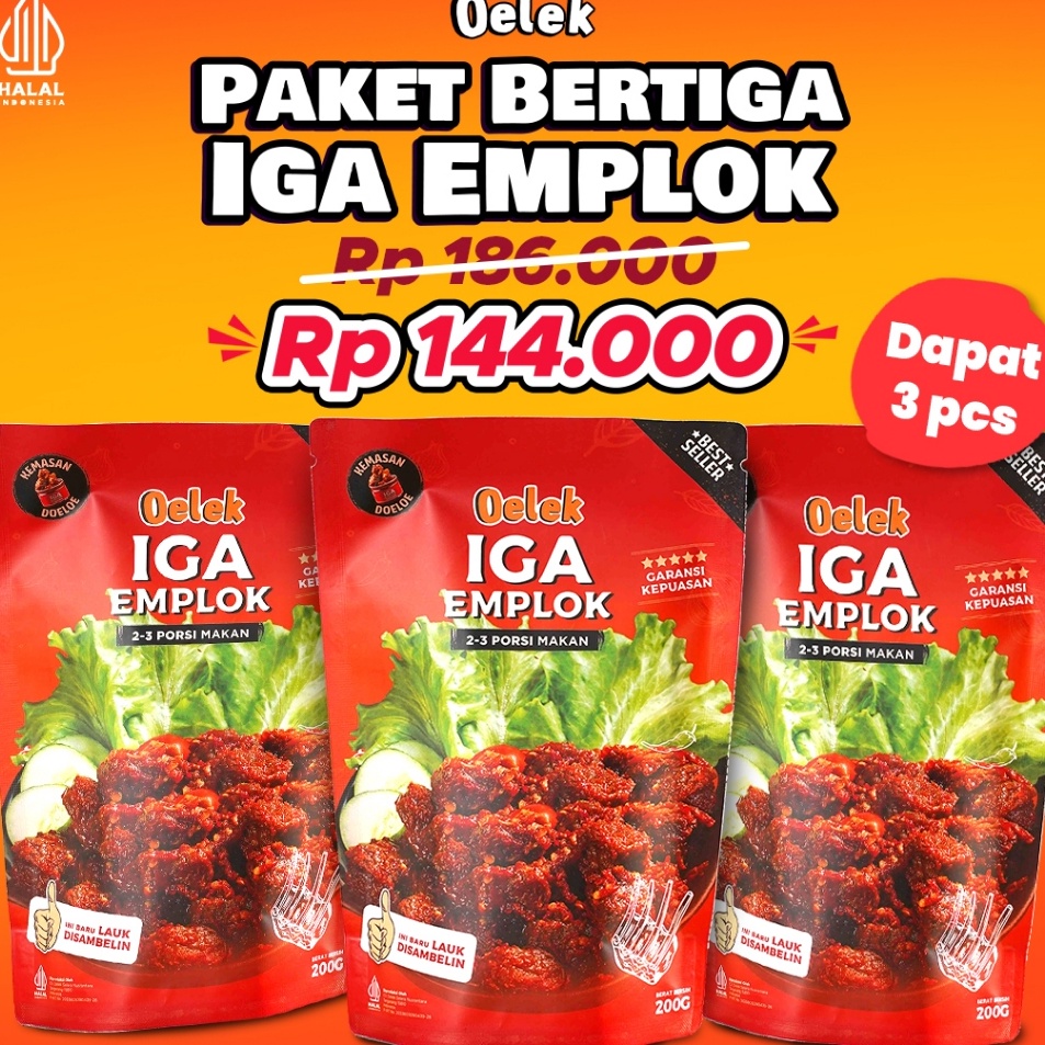 

Yang dinanti Paket Bertiga Iga Emplok Oelek 3 Pack Iga Emplok Iga Mercon Iga Sambal Oseng Iga