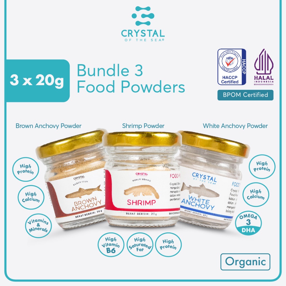 

Hot Product Crystal of the Sea Bundle 3 Food Powder 2GR Bubuk Ikan Teri Nasi Bubuk Udang Rebon Bubuk Teri Jengki Tabur Penyedap Kaldu MPASI NON MSG PAKET HEMAT