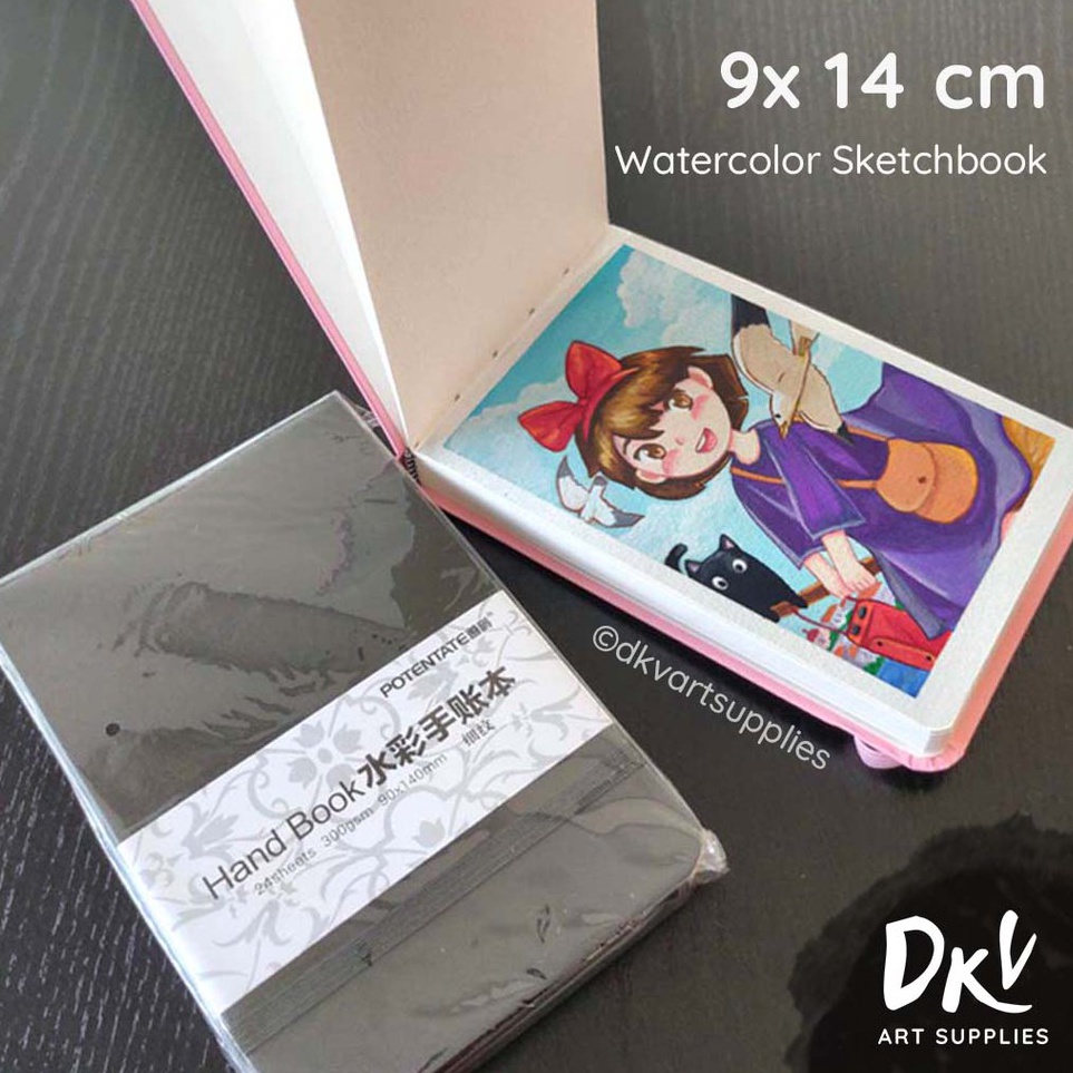 

Borong Sekarang Watercolor Sketchbook POTENTATE Mini 9x14cm 3gsm hardcover jahit