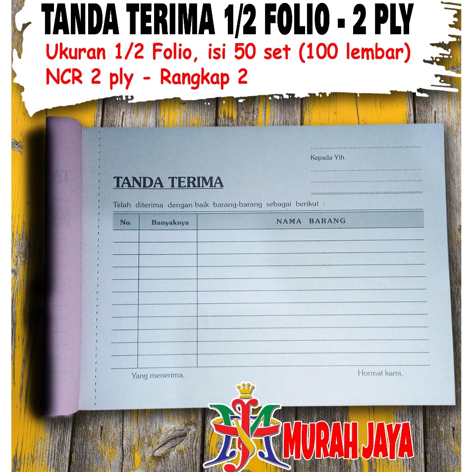 

Produk Update BUKTI TANDA TERIMA BARANG LANDSCAPE 12 FOLIO 2 RANGKAP 2 PLY PUTIH MERAH