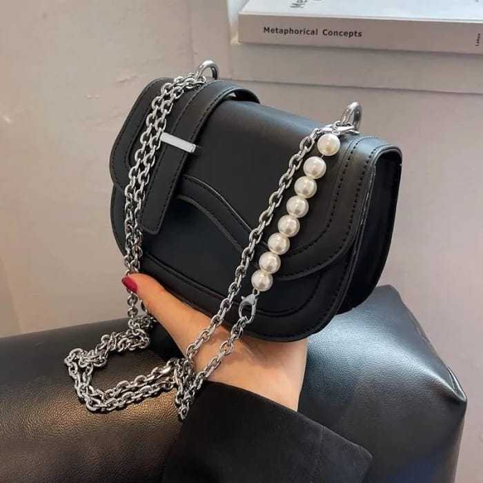 Tas selempang wanita mutiara rantai shoulder bag wanita mutiara rantai azkha