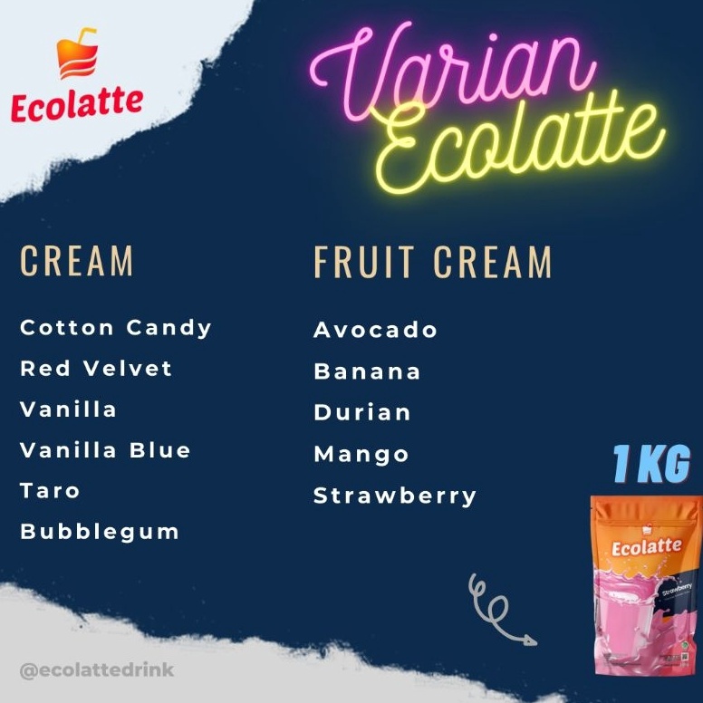 

Sale sale ECOLATTE 1KG VARIAN CREAM DAN FRUIT CREAM REBRANDING EX CHOLATTE Powder grosir Jawa Timur