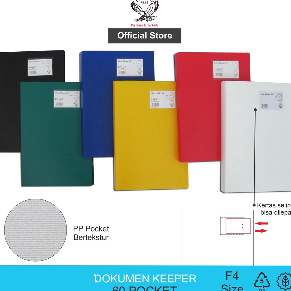 

Kejar Sekarang Dokumen Keeper Clear Holder Document Keeper Display Book Solid EAGLE E 323 F4 FOLIO 6 Pocket