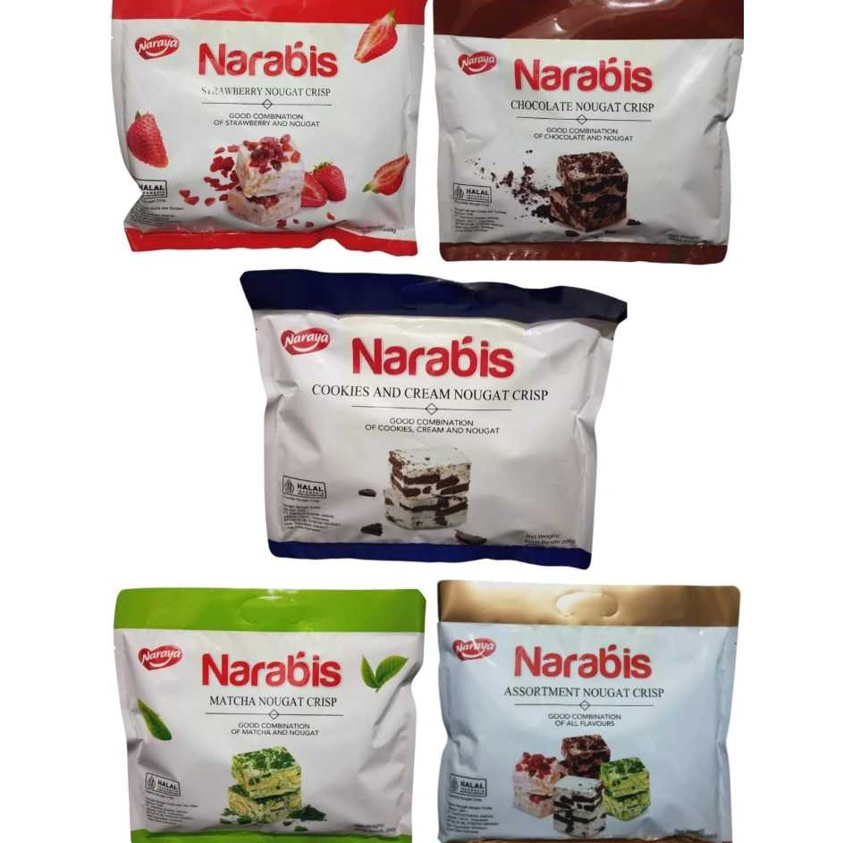 

New Stock NARAYA NARABIS Strawberry Matcha Chocolate Cookies Cream Assortment Nougat Crisp 2g