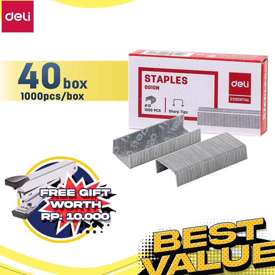 

Pusat Belanja Deli Paket Kombo ATK Ekonomis 4 box Isi Refill Staples No 1 Gratis Stapler E1N