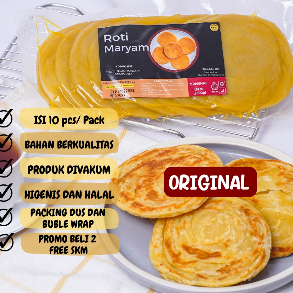 

Get It Now ISI 1 Roti Maryam Original Roti Cane Canai GROSIR