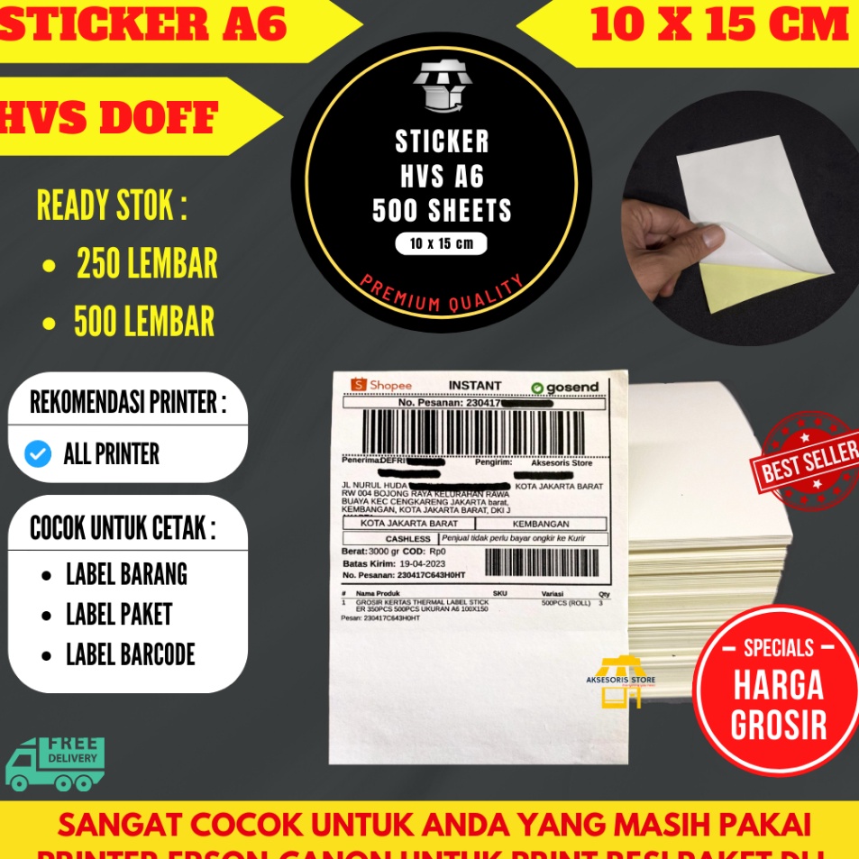 

Kejutan Populer STIKER HVS A6 DOFF KERTAS STICKER UKURAN A6