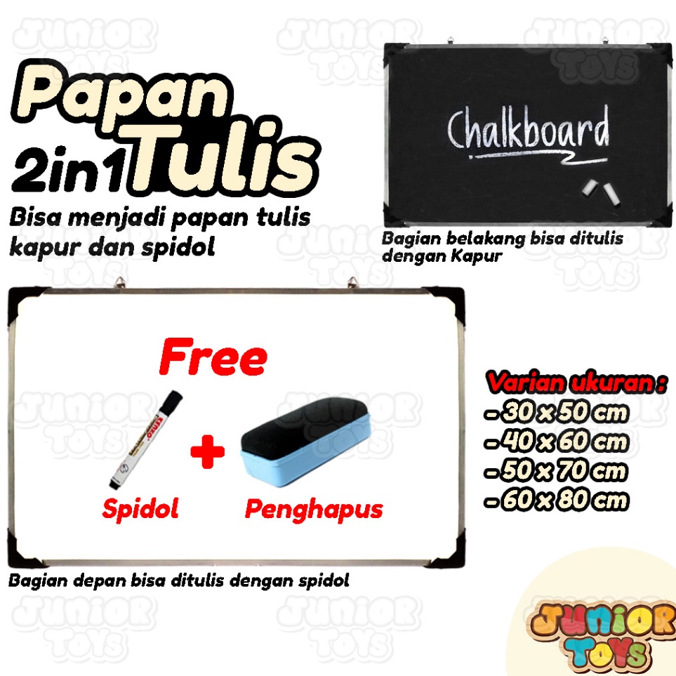 

Top Shipment Papan Tulis Whiteboard 2in1 Multi Fungsi Bagian Belakang Bisa Menulis Kapur Bonus Free Spidol Dan Penghapus