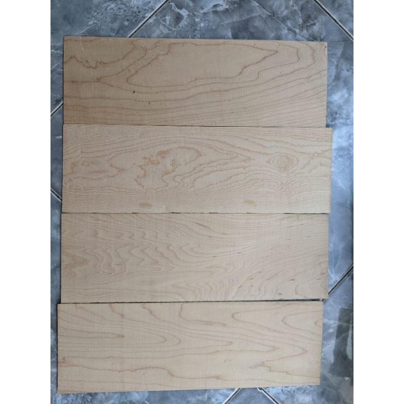 veneer kayu hard maple tipis 2mm x 10cm x 33 cm