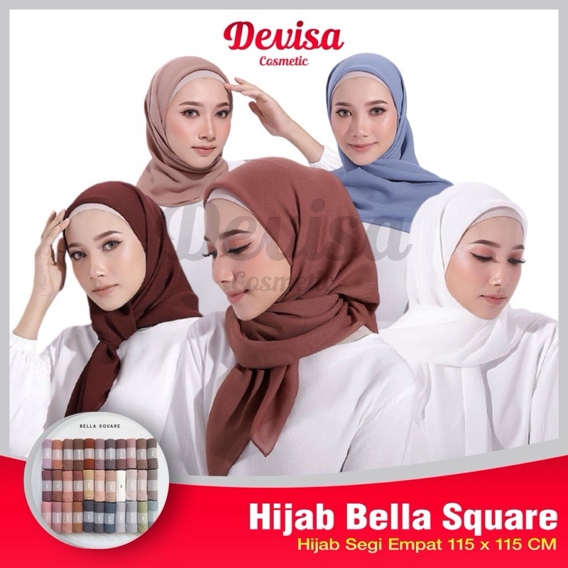 Hijab Bella Square Jilbab BellaSquare Bahan Polycotton Model Segiempat Ukuran 115 x 115 Cm Warna Len
