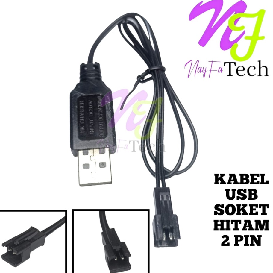Terlaku Kabel Cas Mobil RC Model USB Panjang Kabel 5Cm Soket Hitam 2Pin