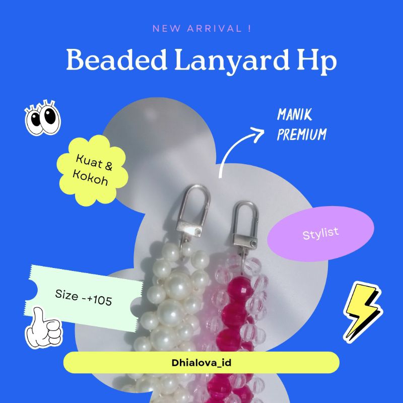 Lisa Beaded Lanyard Hp | Lanyard Hp Slempang Manik | Strap Hp Manik Slempang