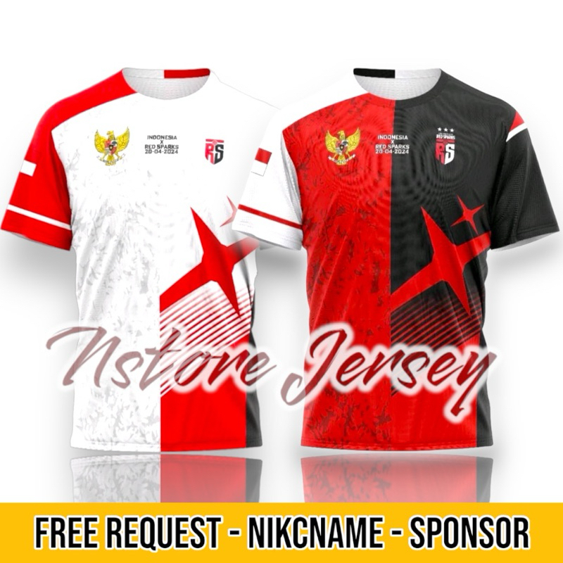 Jersey Kombinasi INDONESIA X RED SPARK terbaru 2024 Free Nickname