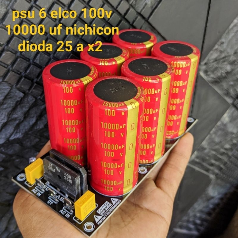 psu 6 elco nichicon 100v 10000uf  lengkap dioda 25 a x2