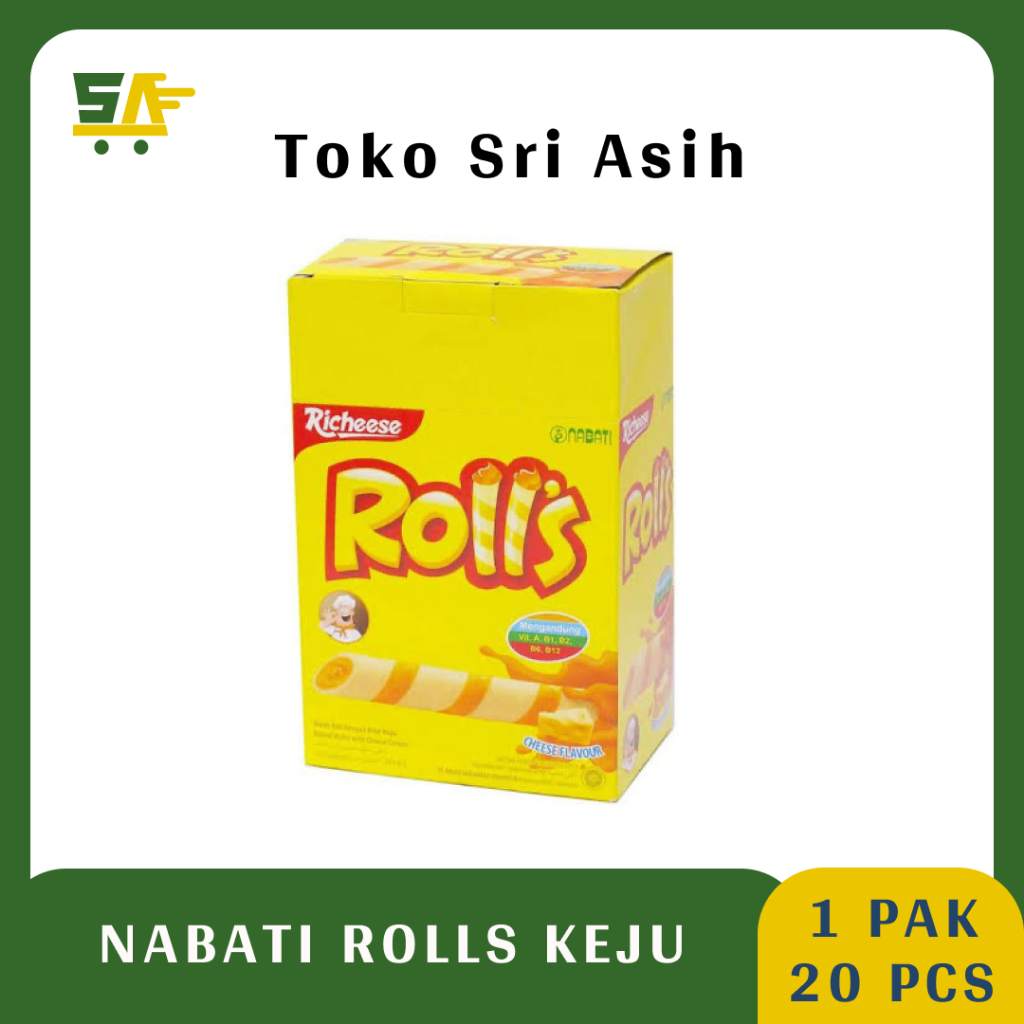 

Nabati Rolls Keju 8 Gr ( 1 Box Isi 20 Pcs) - Richeese Keju - Snack Anak - Cemilan Anak - Snack Keju- Snack Box