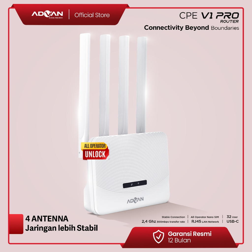 ADVAN CPE V1 Pro Modem + Wifi + Router + 4G LTE unlock all operator