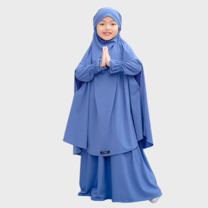 Salvina Kids Gamis Anak French Khimar Usia 2 Sampai 11 Tahun Khadijah Set