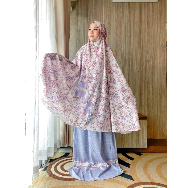 Mukena travelling 2 in 1 - Bunga Kecil - Putih