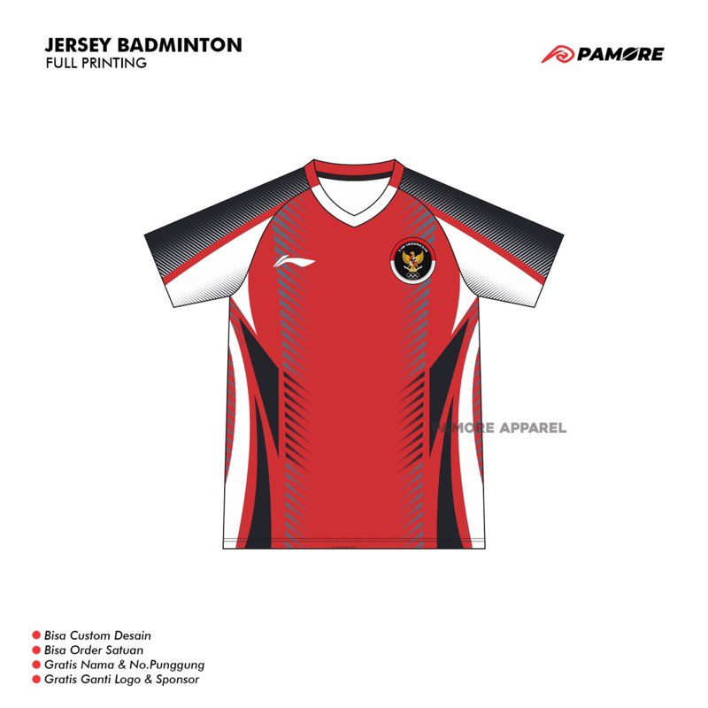JERSEY BADMINTON OLIMPIADE TOKYO FULL PRINTING / FREE NICKNAME
