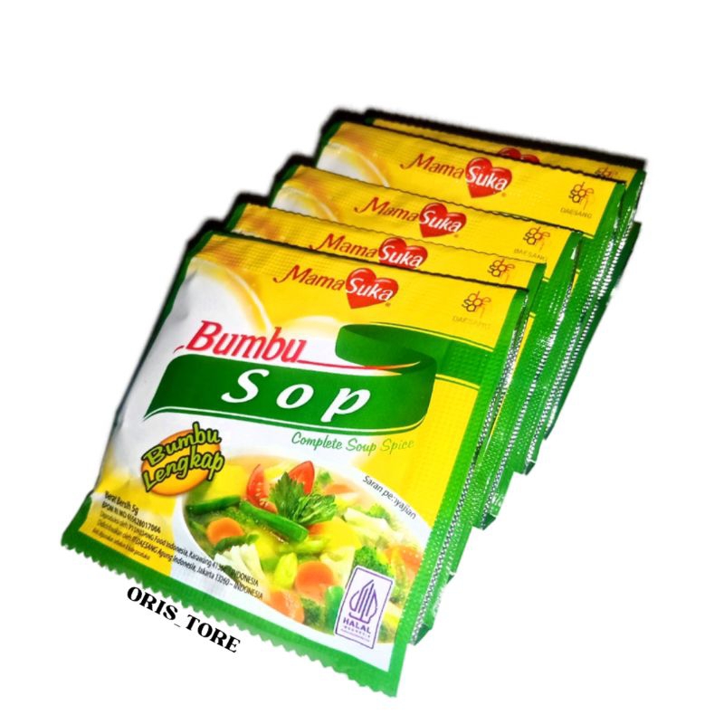 

Bumbu Sop Mama Suka 1 Renceng Isi 12 Sachet Berat Per Sachet 5 gram