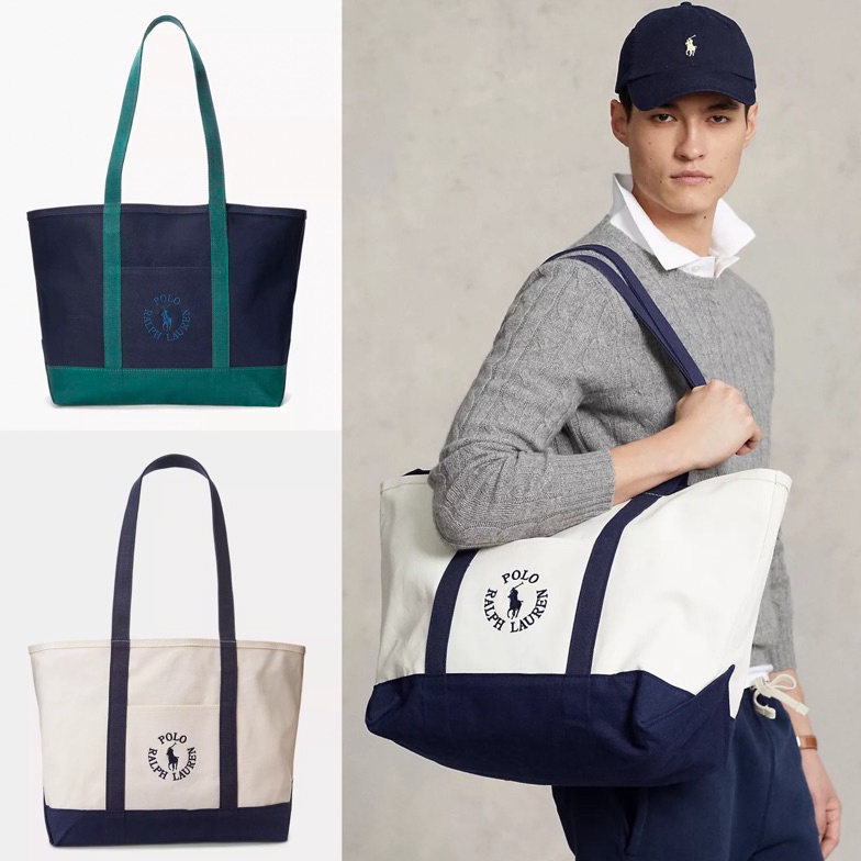 KODE B8E Polo Ralph Lauren LogoEmbroidered Canvas Tote Bag