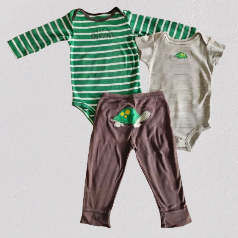 Preloved Carter's Baby Set Romper + Pants (3pcs)