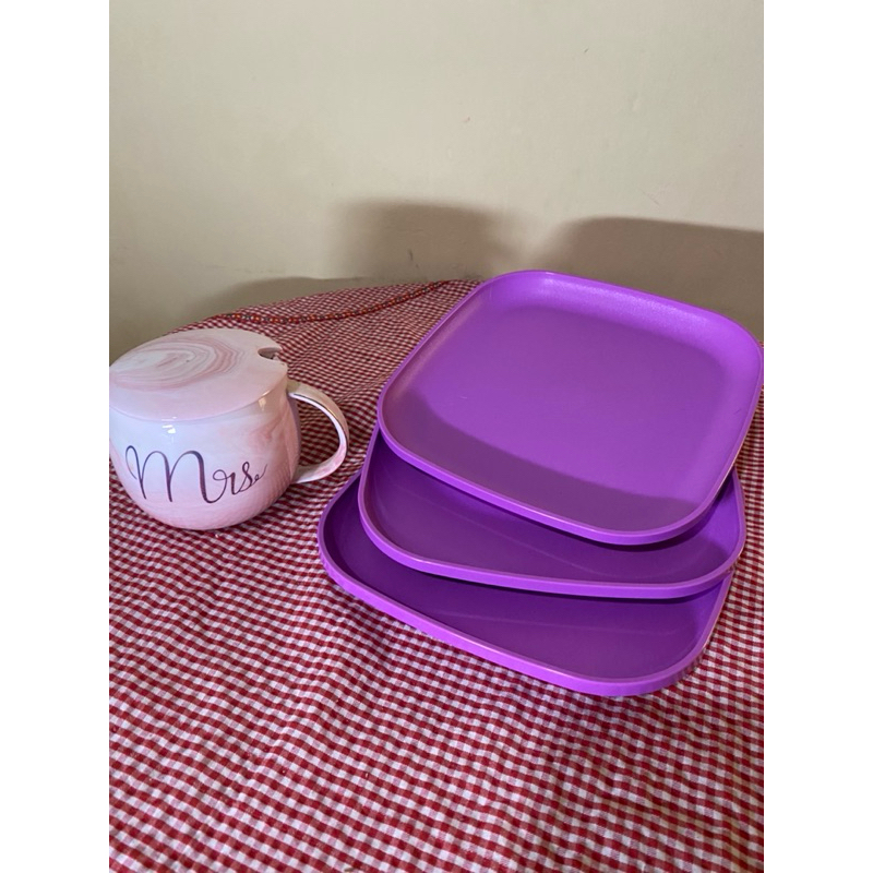 piring tupperware kotak breakfast plate asli harga satuan