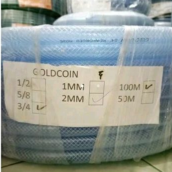 Selang Air 3/4 inch 2mm 100 Meter Serat Benang Bening Per 1 roll