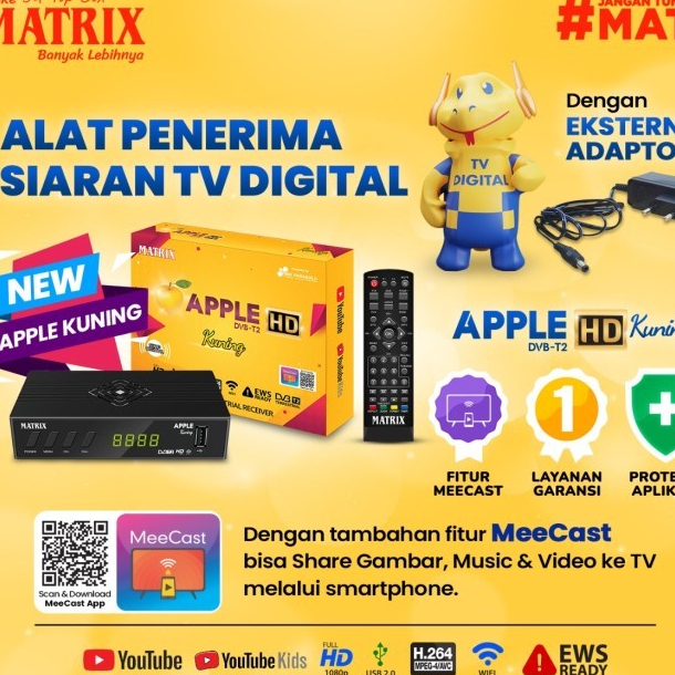 Set Top Box Matrix Apple Kuning STB TV Digital DVBT2 Matrik Apple Kuning TV Digital Matrik Burger Hi