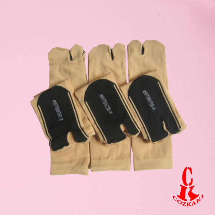 [6 PASANG] KAOS KAKI JEMPOL/ KAOS KAKI 2 JARI/ KAOS KAKI MUSLIMAH WARNA KREM POLOS