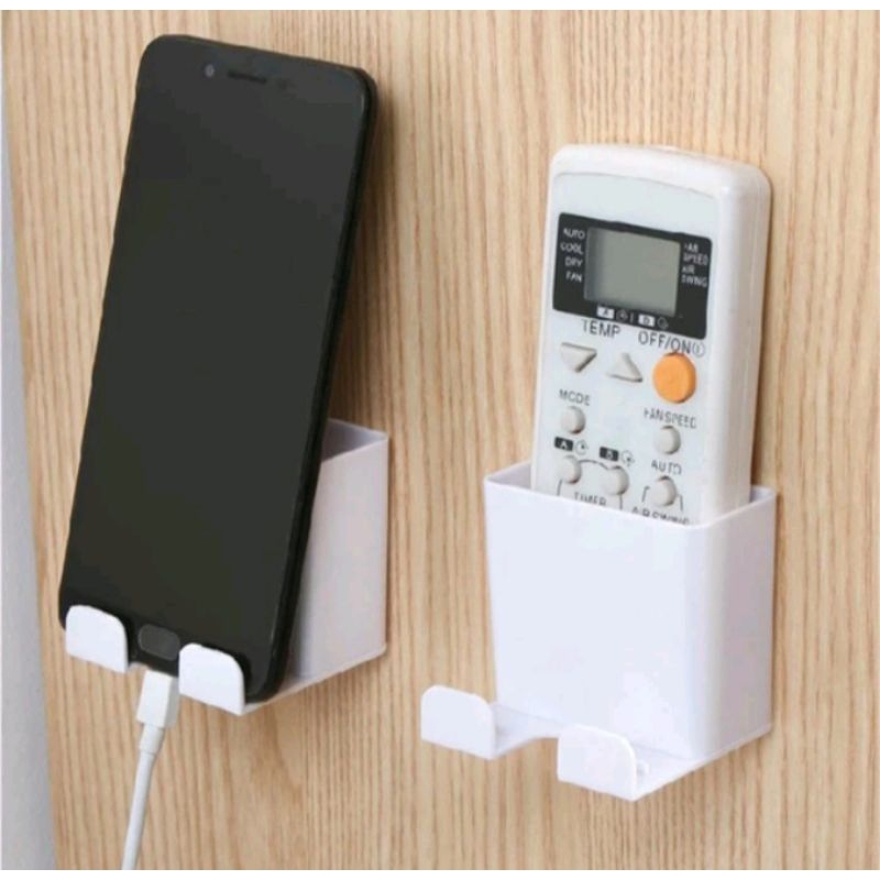 Rak Holder Tempel Dinding 2IN1 / Kotak Penyimpanan Tempat Charger HP Remote TV AC