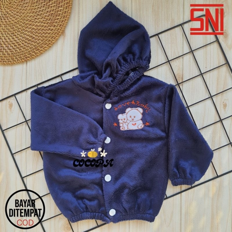 COCOPA BABY 1PCS Jaket Bayi Bludru velvet Bayi Baru lahir Balita Cewek Cowok  Jaket Bayi kancing hoo